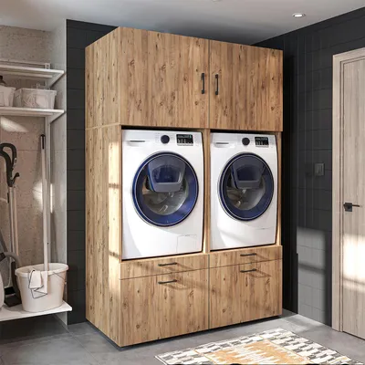 Produktbild von Roomart SERIE 3 Waschmaschinen-Doppelschrank 134 cm breit, Eiche