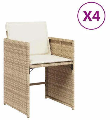 Productafbeelding van vidaXL Tuinstoelen met kussens, 4 stuks, beige, van polyrotan