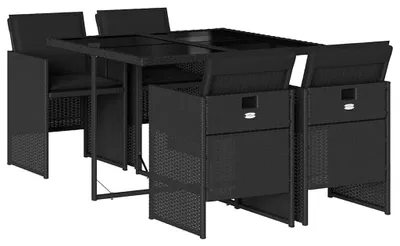 Immagine prodotto di vidaXL set da pranzo da giardino a 5 pezzi con cuscini in rattan nero