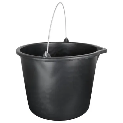 Produktbild von 3er Set Baueimer 20 Liter mit Ausguss und Messskala – Großer Mörteleimer Schwarz, Robuster Kunststoffeimer für Baustelle, Garten & Haushalt – 3 Stück