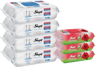 Produktbild von Sleepy Easy Clean Set 4xBlau Oberflächenreinigungstücher / 3xRose Feuchttücher Reinigungstuch