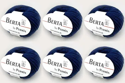 Productafbeelding van 6 bollen Berta van Permin –  wol-katoen breigaren (kleur 37, indigo)