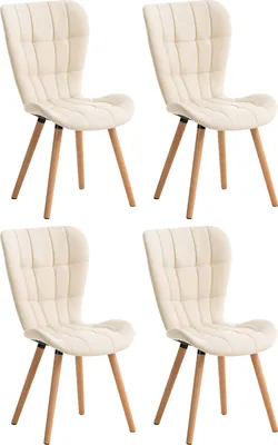 Produktbild von CLP 4er Set Esszimmerstuhl Elda Kunstleder mit robustem Holzgestell creme