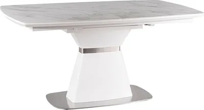 Produktbild von Esstisch Säulentisch Solin 160-210x90x76cm Marmor weiß ausziehbar