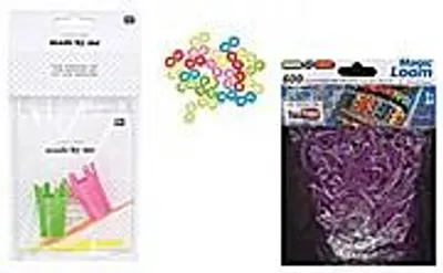 Immagine prodotto di Set di elastici + 50 chiusure Loom, uncinetto S multicolore + 600 elastici Magic Loom color lilla