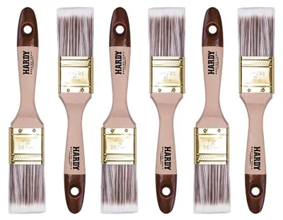 Produktbild von Flachpinsel Lackierpinsel Holzpinsel - 6-teilig - 35 mm - Synthetikborsten - Naturholzgriff