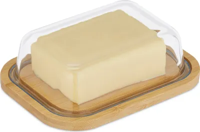 Produktbild von relaxdays Butterdose Bambus & Glas