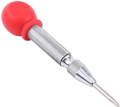 Obrázok produktu pre Automatická dierovačka, hrot z rýchloreznej ocele, červený kryt, strieborná, rukoväť
