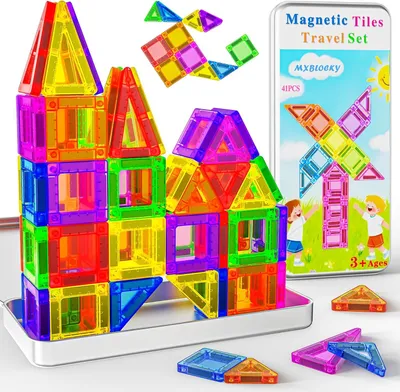 Produktbild von Magnetische Bausteine 41 Stück, Mini Magnetbausteine Set, Lernspielzeug, Für Kinder ab 3 Jahren