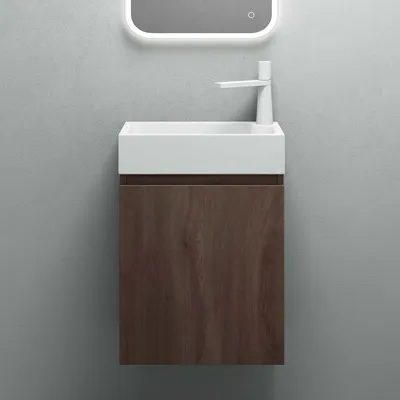 Produktbild von Mai & Mai Badmöbelset Badezimmermöbel bestehend aus Waschbecken und Waschbeckenunterschrank in Eiche Stirling, BTH: 46x26x63cm Pisa02