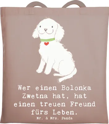 Produktbild von Mr. & Mrs. Panda Uni Tasche Bolonka Zwetna - Braun Pastell - Geschenk, Schultasche, Jutebeutel, Hunderassen, Tote Bag, Hunderasse, Laptoptasche, Vielfalt, Charakter