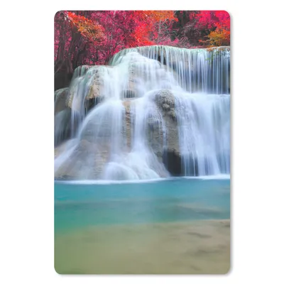 Produktbild von MuchoWow® Mauspad Mousepad Wasserfall - Bäume - Rot - Landschaft - Natur 18x27 cm - Mousepads - Maus Mat - Pad - Mausunterlage