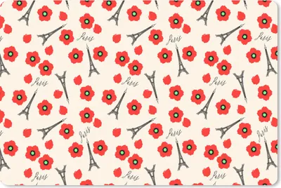 Produktbild von MuchoWow® Mauspad Mousepad Muster - Paris - Eiffelturm - Blumen 27x18 cm - Mousepads - Maus Mat - Pad - Mausunterlage - Büroartikel - Desk Matten