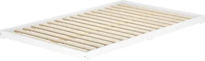 Produktbild von Weißes Bodenbett platzsparend extra niedrig in Überlänge 140x220 Kiefer V-60.47W-14-220Rollrost inkl.