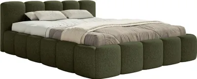 Produktbild von Selsey Cloudy Low – Polsterbett 120x200 cm, Chenille Olivgrün