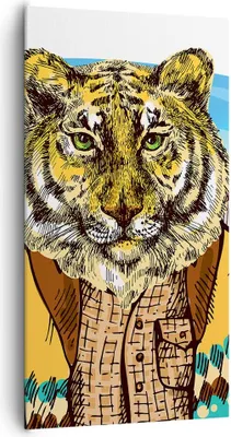 Produktbild von Bild auf Leinwand - Leinwandbild - Tiger in den Bergen Kinder Tierwelt - 65x120cm - Wand Bild - Wanddeko - Leinwanddruck - Bilder - Kunstdruck - Leinwand bilder - Wandkunst - PA65x120-3210