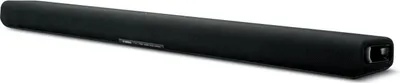 A black soundbar is shown against a white background.