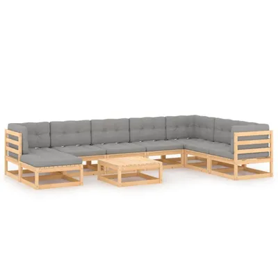 Immagine prodotto di vidaXL Set di 9 pezzi da giardino con cuscini in legno di pino massiccio