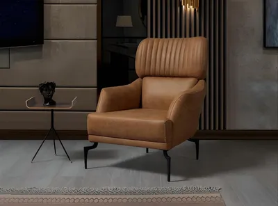 Produktbild von Brauner Ledersessel Luxus Wohnzimmer Lehnsessel Polster Möbel Relaxsessel