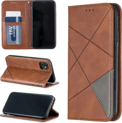 Produktbild von Mobigear Rhombus Slim iPhone 11 Hülle Klapphülle - Braun