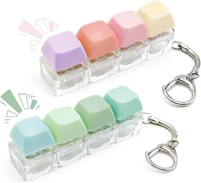 Produktbild von Fidget Keyboard 2 Stück, 4 Tasten, mit Schlüsselanhänger, Pastellfarben, für Stressabbau