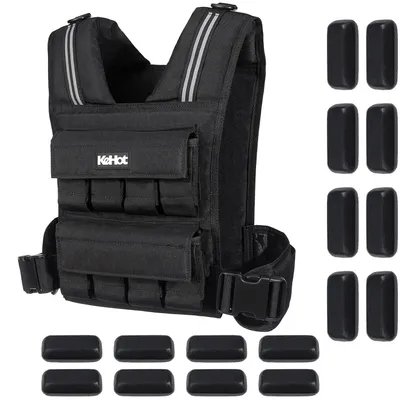 Produktbild von Kehot Gewichtsweste 20 kg verstellbar, 16 herausnehmbare Gewichte, 600D Nylon, Trainingsweste für Krafttraining, Fitness & Laufen