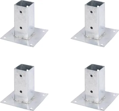 Immagine prodotto di Alberts, 4 boccole a vite per pali quadrati in legno, 61x61 mm, zincate a caldo, da avvitare