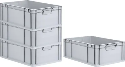 Produktbild von SuperSparSet 4x Eurobox NextGen Economy | Griffe geschlossen |HxBxT 22x40x60cm | 44 Liter | Eurobehälter, Transportbox, Transportbehälter, Stapelbehälter