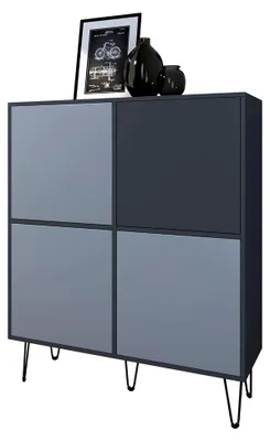 Produktbild von Highboard Havana V2, Kommode mit 4 Türen und 8 geschlossenen Fächern, Anthrazit matt/Denim matt (104 x 124 x 35 cm)