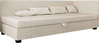 Produktbild von AURA SOFA  Boxspringbett TILIA  PLUS 80x195 Komplett-Set mit Bonell Matratze, Polsterbett mit Bettkästen - Hellbeige, MONOLITH 02