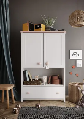 Obrázek produktu pro MINIO jdi na to, komoda LUNA 2 dvířka 1 zásuvka bílá / růžová
