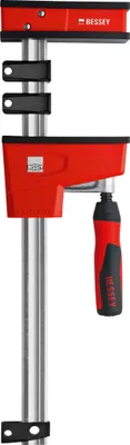 A red and silver Bessey clamp against a white background.