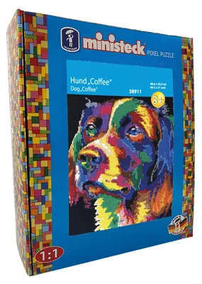 Image de Mosaïque Ministeck chien coloré café boîte XXL 8500 pièces
