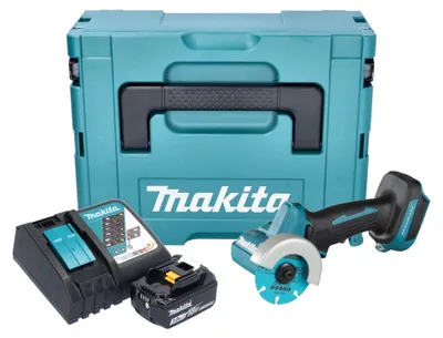 Image de Makita DMC 300 RF1J Meuleuse d'angle sans fil 18 V 76 mm Brushless + 1x batterie 3,0 Ah + chargeur + Makpac