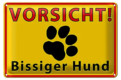 Produktbild von Blechschild Tiere 30x20cm Vorsicht bissiger Hund