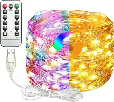 Immagine prodotto di Filone luminoso USB da 5 m con 50 LED a luce bianca calda, impermeabile, per giardino e interni