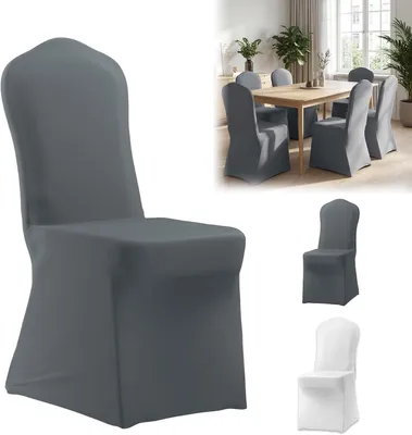 Produktbild von ROSEJANE Stuhlhussen 100 Stück Grau Universal Stretch Stuhlbezug aus Polyester Waschbar für Feier und Gastronomie