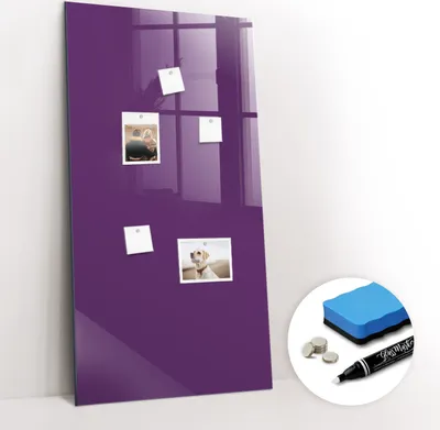Produktbild von Magnetpinnwand Memoboard - Zubehörsatz - Weißer Marker + Schwamm + Magnete - 60 x 120 cm - Violette Farbe