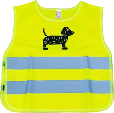 Produktbild von Kinder Warnweste Gelb Reflektierend mit Hunde Motiv AMIO-03937