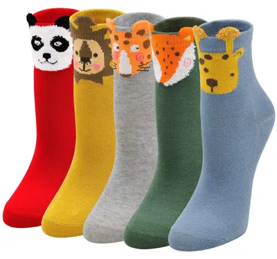 Imagen del producto de Calcetines de algodón para niños con estampados coloridos de animales