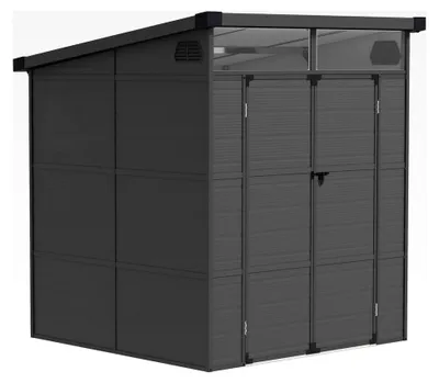 Produktbild von Gerätehaus 3,24m³ 190x191x215cm Kunststoffschrank mit Pultdach, wetterfester Gartenschuppen mit abschließbarer Tür, dunkelgrau