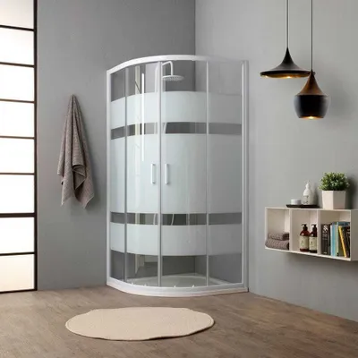 Produktbild von Weiße Runddusche in 90x90 cm mit Gleittüren und Einscheibensicherheitsglas 4 mm | Venere