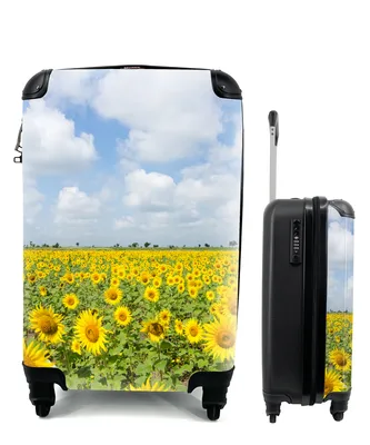 Produktbild von MuchoWow® Koffer Handgepäck Trolley Rollkoffer Kleine Reisekoffer mit 4 Rollen - Sonnenblumen - Blumen - Wolken - Natur - Gelb - Landschaft - Cabin Size < 55x40x23 cm & 55x40x20 cm - Fotokoffer - Kabinenkoffer - Boardgepäck - Reise-Box - Reisekoffer - Reisegepäck - Koffer mit Bild - Trolley für Kinder