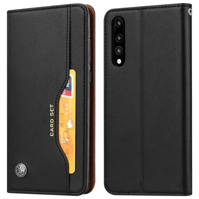 Immagine prodotto di Avizar, custodia a libro in vera pelle con scomparti per carte di credito e funzione stand, per Huawei P20 Pro, colore nero