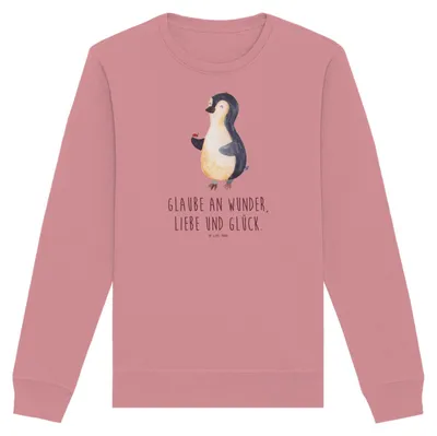Produktbild von Mr. & Mrs. Panda Bio Baumwoll Pullover Pinguin Marienkäfer Größe XXL - Canyon Pink - Geschenk, Aufmerksam, Glück, Liebe, Sweatshirt, Sweater, Pulli, Wunder, Kleine