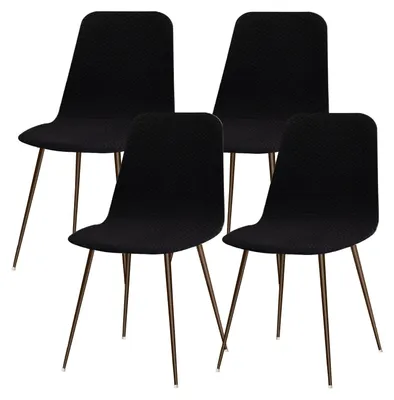 Produktbild von Elastische Stuhlhussen mit Rückenlehne, Set mit 4 Stück für Esszimmerstühle, Schwarz