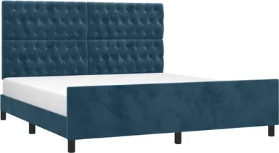 Productafbeelding van vidaXL Bedframe met hoofdeinde, donkerblauw, 180x200 cm, fluweel