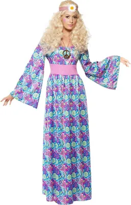 Produktbild von Blumen-Kinderkostüm, Maxikleid mit gebundener Taille und Bell Sleeves, Größe:L