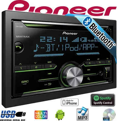 Produktbild von Pioneer FH-X730BT, Schwarz, 2 DIN, 4.0 Kanäle, 50 W, CD, CD-R, CD-RW, MOSFET