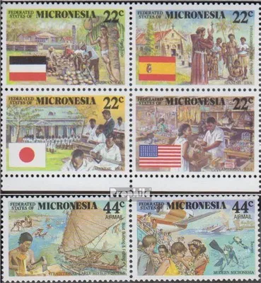 Produktbild von Briefmarken Mikronesien 1988 Mi 83-88 Viererblock und Paar (kompl.Ausg.) postfrisch Kolonialgeschichte